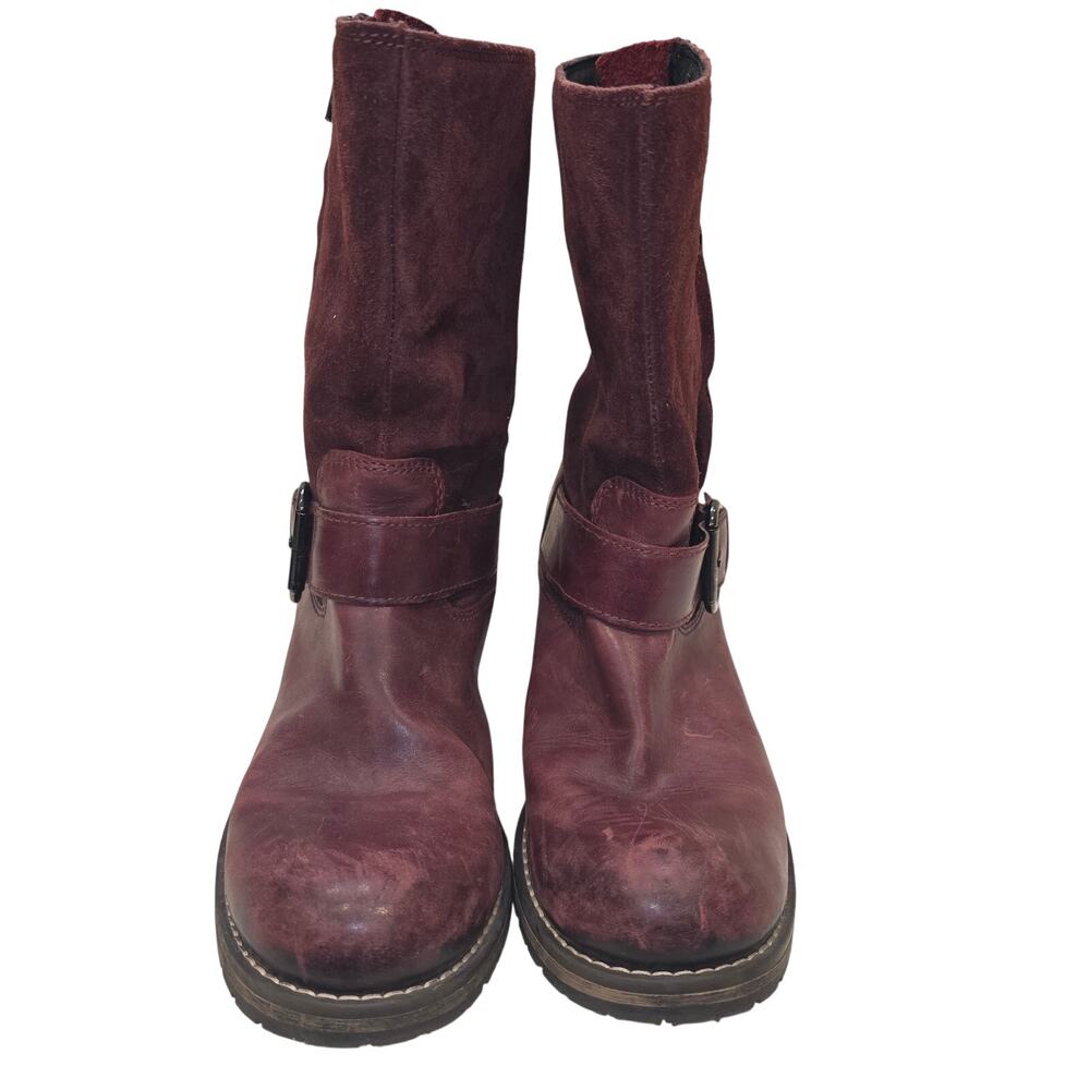 Clarks Majorca Isla mid calf leather slouch, zip burgundy boots sz 9.5 - Picture 7 of 11